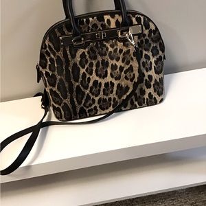 Animal print handbag.